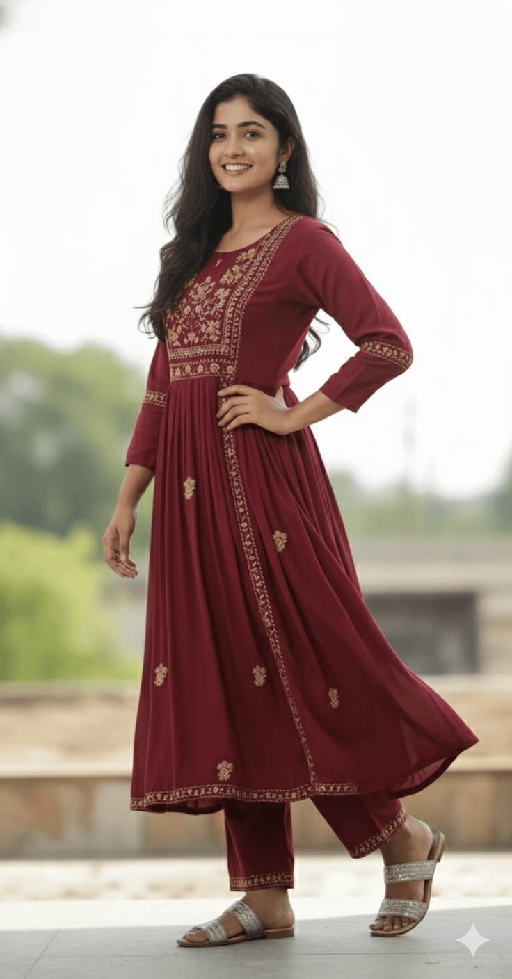 Black Embroidered Kurti Pant Dupatta Set for Women | Premium Festive Traditional Ethnic Wear