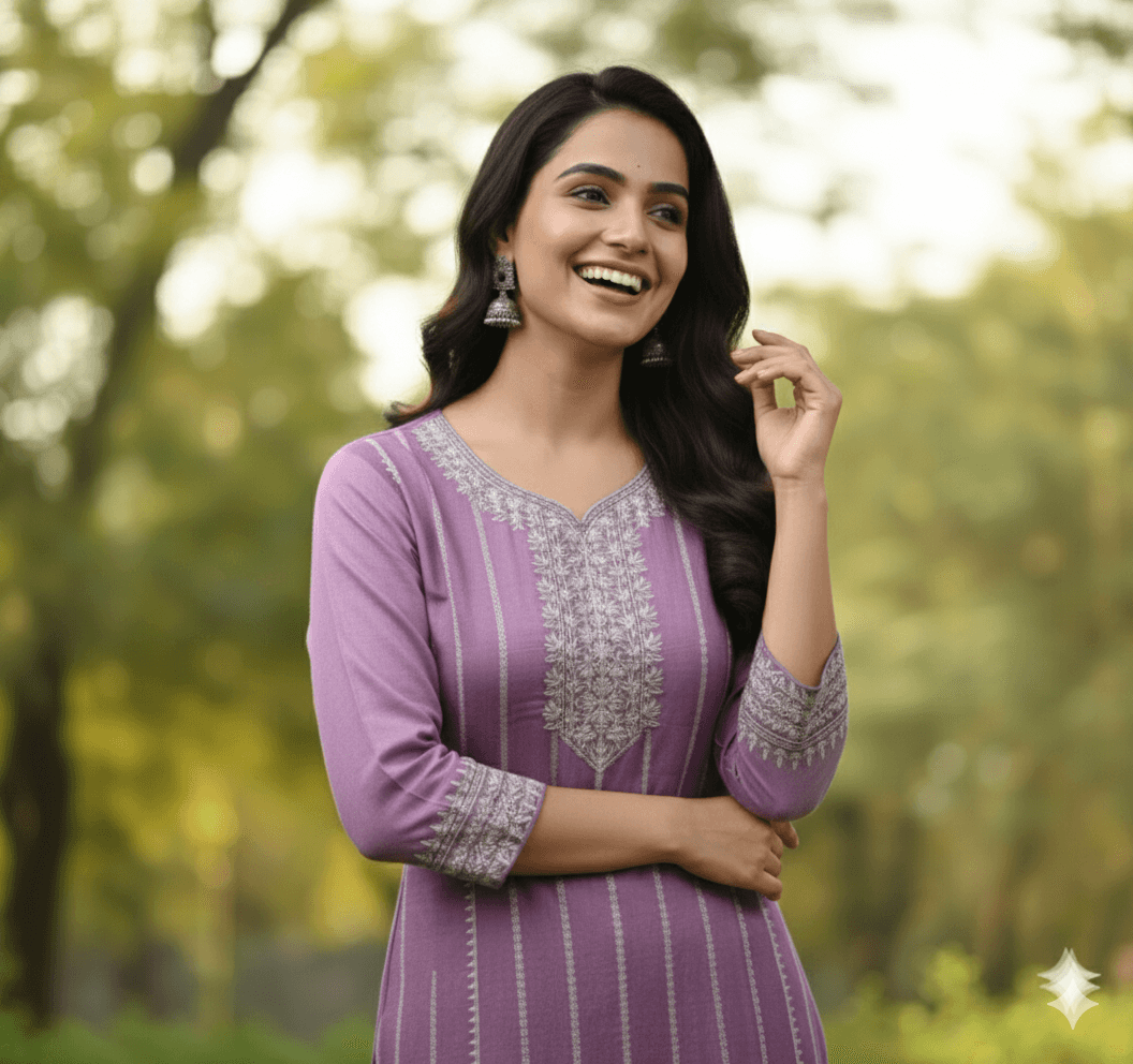 Puple Cotton Kurti for Women – Party Wear & Casual