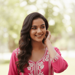 Pink Embroidered Cotton Kurti Set for Women | Elegant Traditional Ethnic Wear