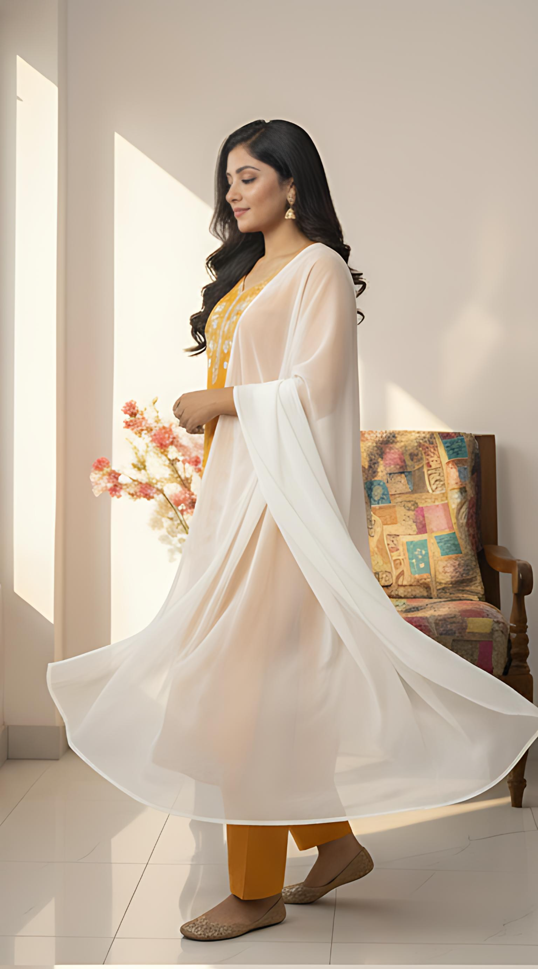 Pink Embroidered Kurti Pant Dupatta Set for Women | Elegant Floral Design Ethnic Wear