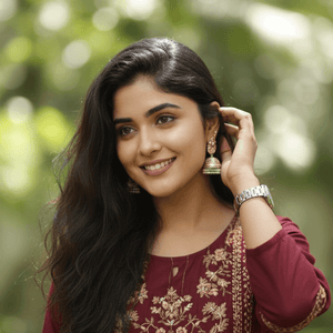 White Naira cut Flare Kurt set with pants Flower Embroidery