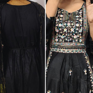 Black Embroidered Kurti Pant Dupatta Set for Women | Premium Festive Traditional Ethnic Wear - Breakup Clothes