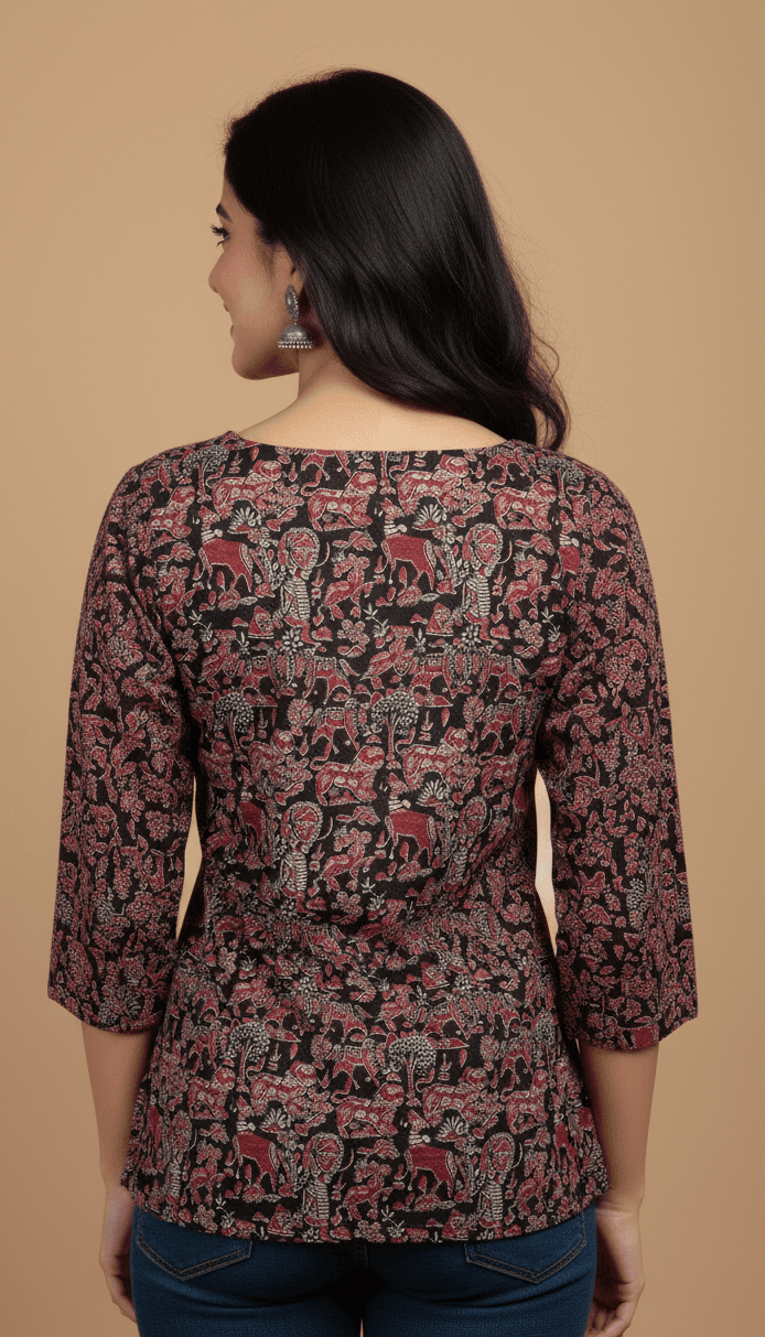 Handblock Print Cotton Top for Women | Stylish Daily & Office Wear - handblock print top - Breakup Clothes