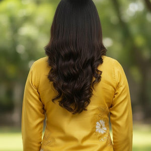 Mustard Floral Printed Cotton Kurti for Women | Stylish Daily Wear Long Straight Kurta - Mustard Kurti - Breakup Clothes