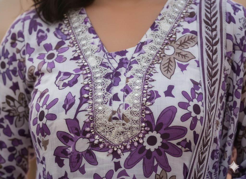 Pink Floral Printed Kurti Pant Dupatta Set for Women | Elegant Cotton Daily & Festive Ethnic Wear - Pink Floral Kurti - Breakup Clothes