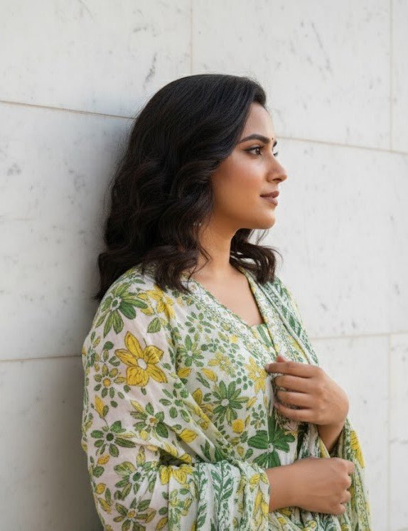 Pink Floral Printed Kurti Pant Dupatta Set for Women | Elegant Cotton Daily & Festive Ethnic Wear - Pink Floral Kurti - Breakup Clothes