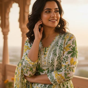 Pink Floral Printed Kurti Pant Dupatta Set for Women | Elegant Cotton Daily & Festive Ethnic Wear - Pink Floral Kurti - Breakup Clothes