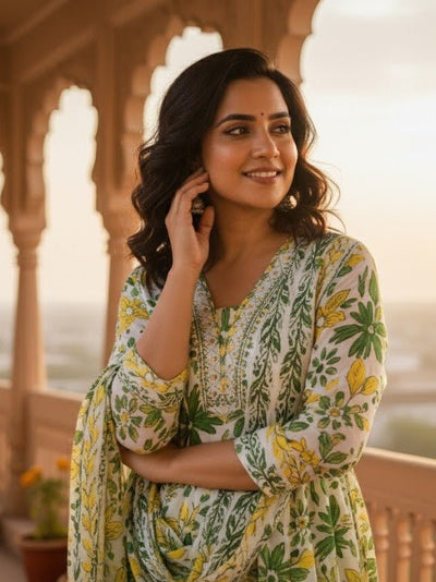 Pink Floral Printed Kurti Pant Dupatta Set for Women | Elegant Cotton Daily & Festive Ethnic Wear - Pink Floral Kurti - Breakup Clothes