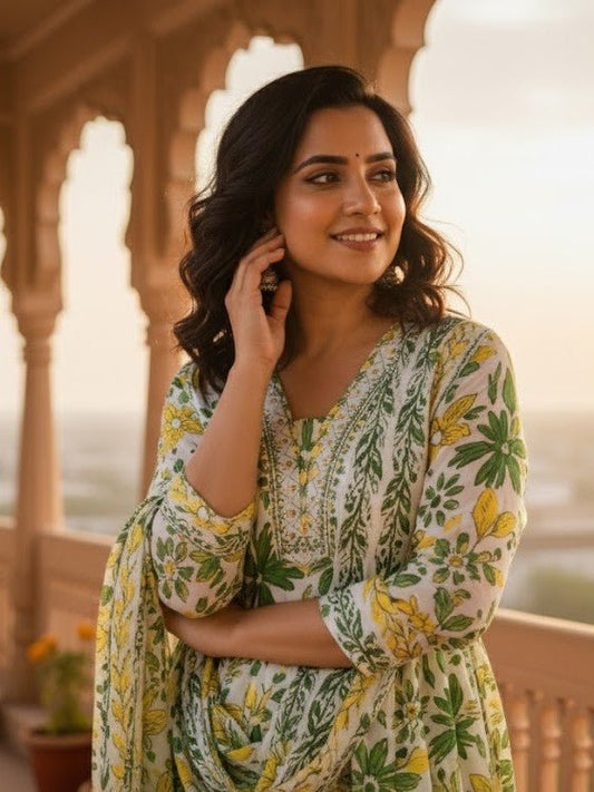 Pink Floral Printed Kurti Pant Dupatta Set for Women | Elegant Cotton Daily & Festive Ethnic Wear - Pink Floral Kurti - Breakup Clothes