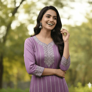 Puple Cotton Kurti for Women – Party Wear & Casual - Breakup Clothes
