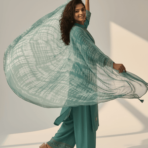 Sea Green Embellished Kurti Set for Women | Festive & Party Wear Ethnic Set - Breakup Clothes