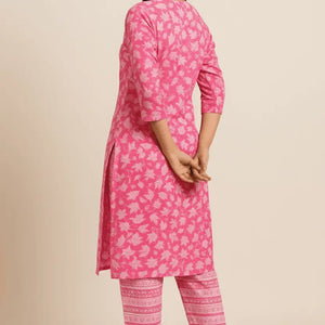 Shop Pink Cotton Kurti Pants Set: Stylish & Comfortable Outfit - Breakup Clothes