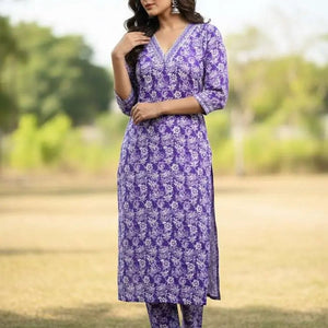 Shop Pink Cotton Kurti Pants Set: Stylish & Comfortable Outfit - Breakup Clothes