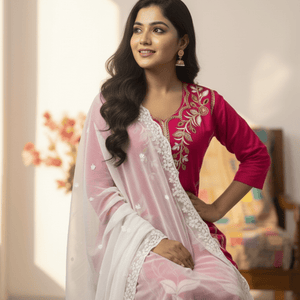 Stunning Pink Embroidery Kurti Set | Women’s Ethnic Wear - Breakup Clothes