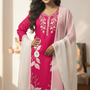 Stunning Pink Embroidery Kurti Set | Women’s Ethnic Wear - Breakup Clothes