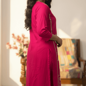 Stunning Pink Embroidery Kurti Set | Women’s Ethnic Wear - Breakup Clothes