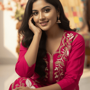 Stunning Pink Embroidery Kurti Set | Women’s Ethnic Wear - Breakup Clothes