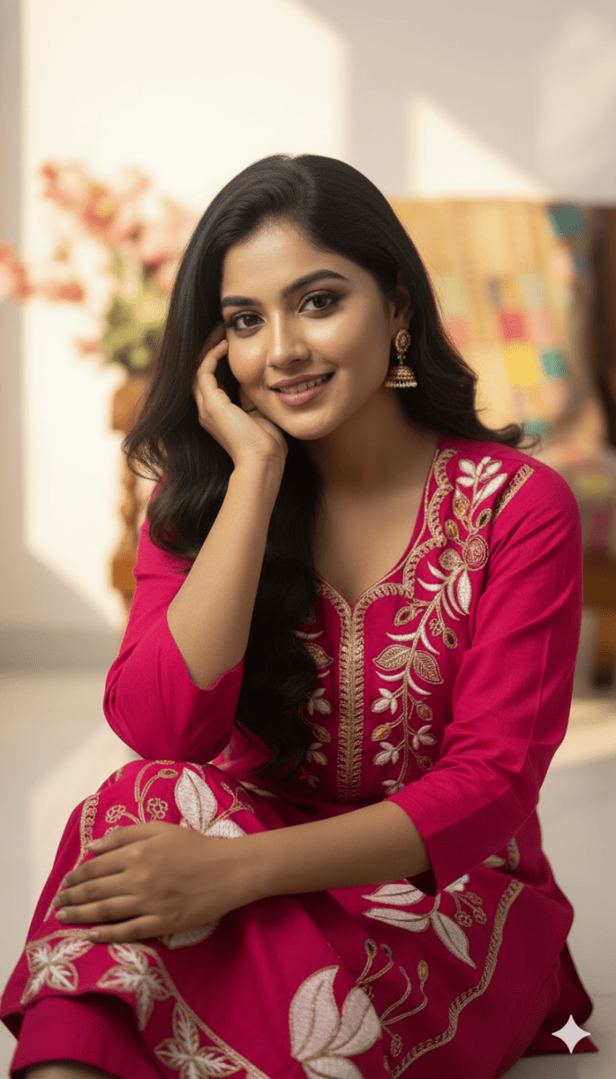 Stunning Pink Embroidery Kurti Set | Women’s Ethnic Wear - Breakup Clothes