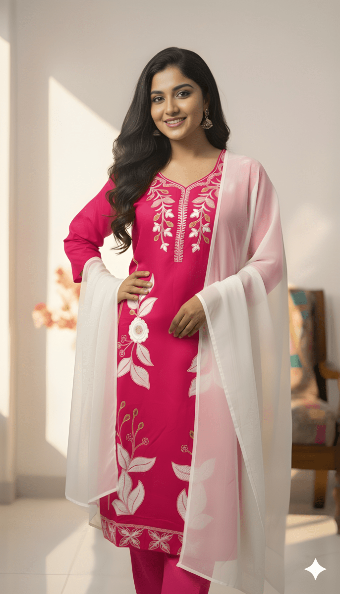 Stunning Pink Embroidery Kurti Set | Women’s Ethnic Wear - Breakup Clothes