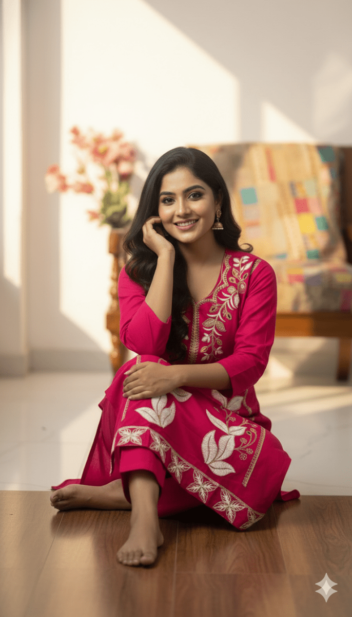 Stunning Pink Embroidery Kurti Set | Women’s Ethnic Wear - Breakup Clothes