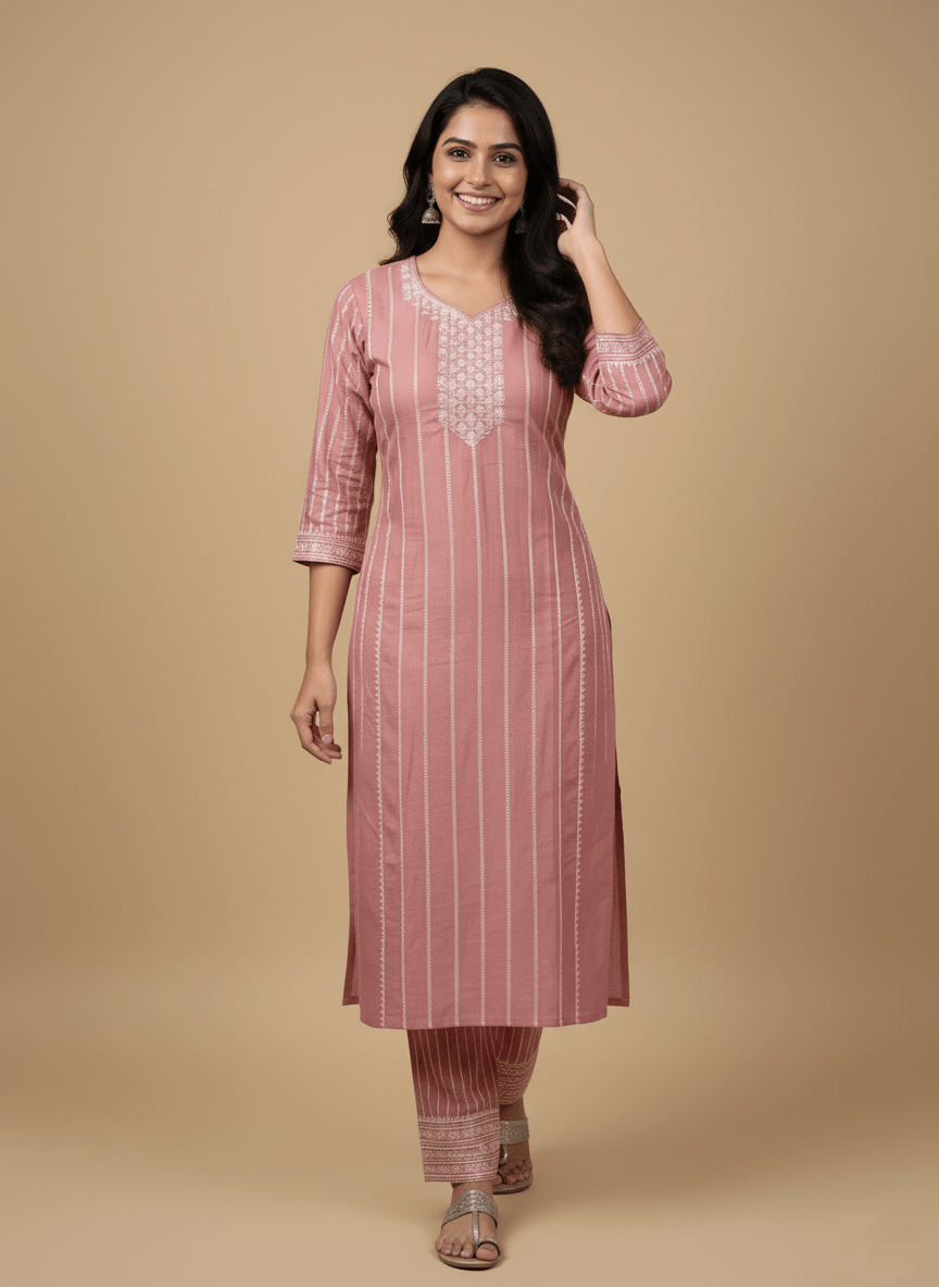 Teal Embroidered Cotton Kurti for Women | Elegant Daily & Office Wear - teal kurti - Breakup Clothes