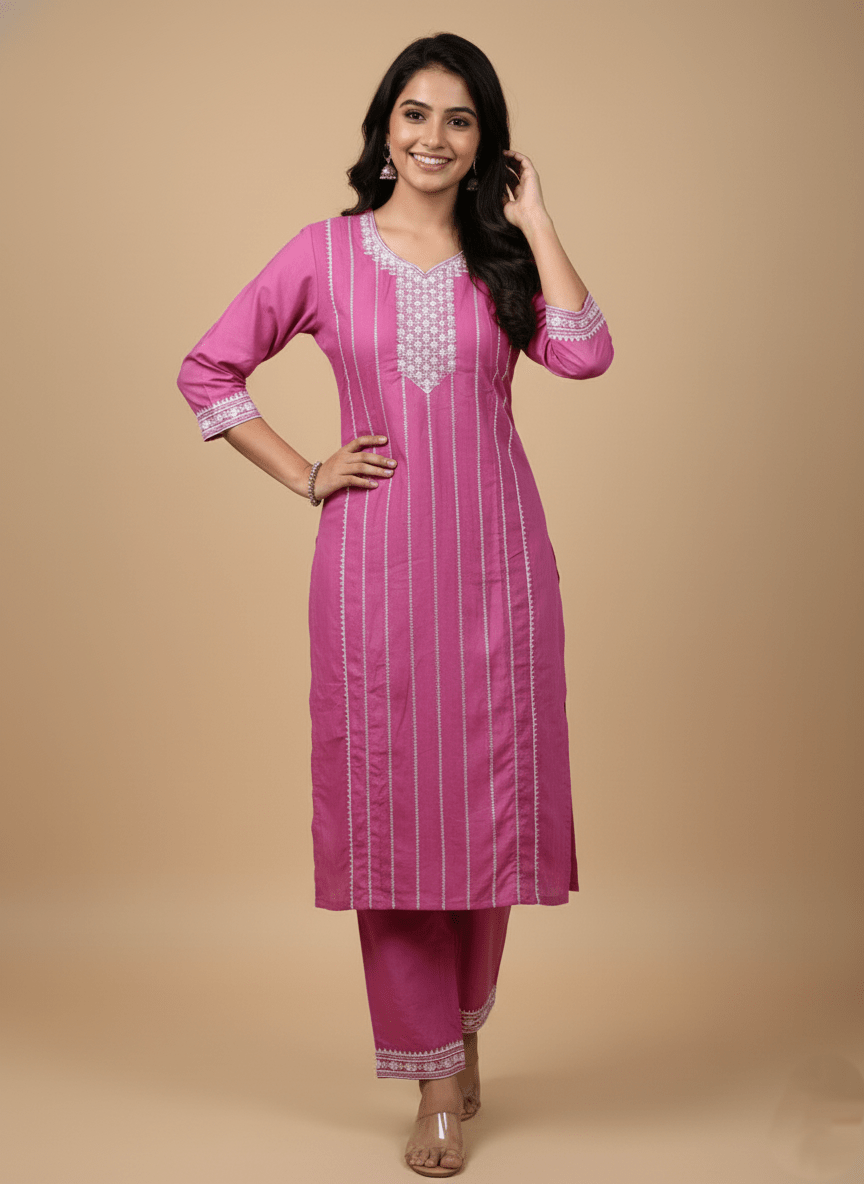 Teal Embroidered Cotton Kurti for Women | Elegant Daily & Office Wear - teal kurti - Breakup Clothes