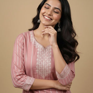 Teal Embroidered Cotton Kurti for Women | Elegant Daily & Office Wear - teal kurti - Breakup Clothes