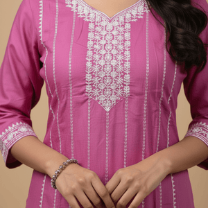 Teal Embroidered Cotton Kurti for Women | Elegant Daily & Office Wear - teal kurti - Breakup Clothes