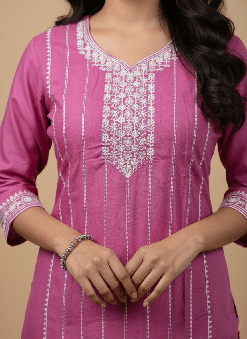 Teal Embroidered Cotton Kurti for Women | Elegant Daily & Office Wear - teal kurti - Breakup Clothes