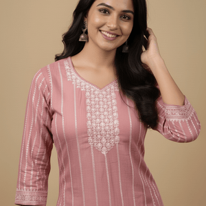 Teal Embroidered Cotton Kurti for Women | Elegant Daily & Office Wear - teal kurti - Breakup Clothes