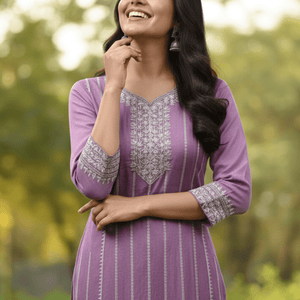 Teal Embroidered Cotton Kurti for Women | Elegant Daily & Office Wear - teal kurti - Breakup Clothes
