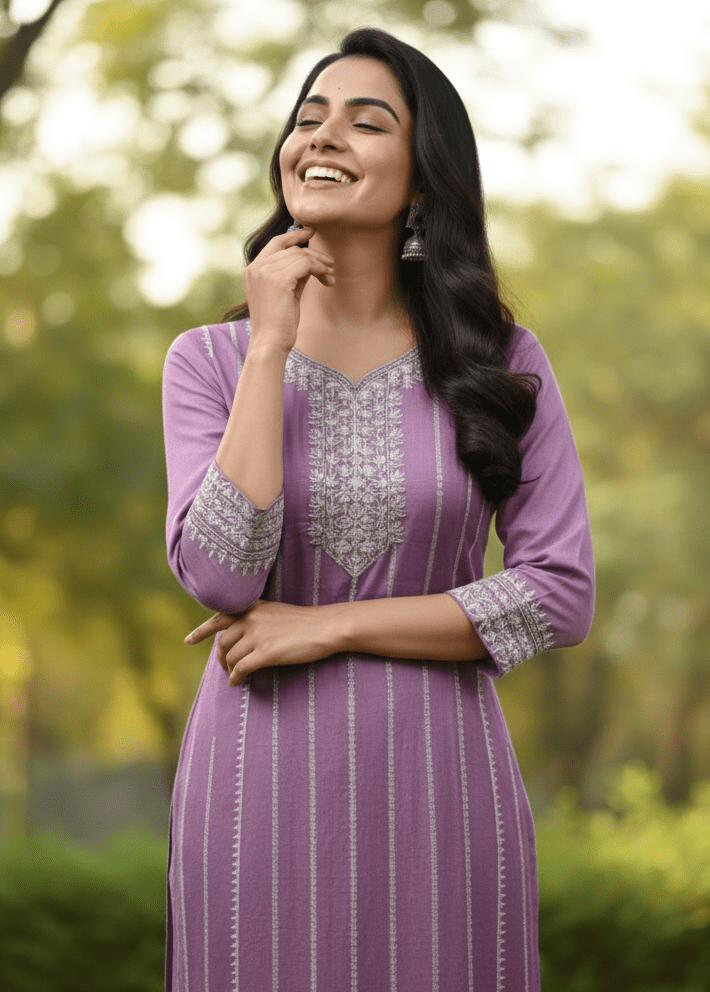 Teal Embroidered Cotton Kurti for Women | Elegant Daily & Office Wear - teal kurti - Breakup Clothes