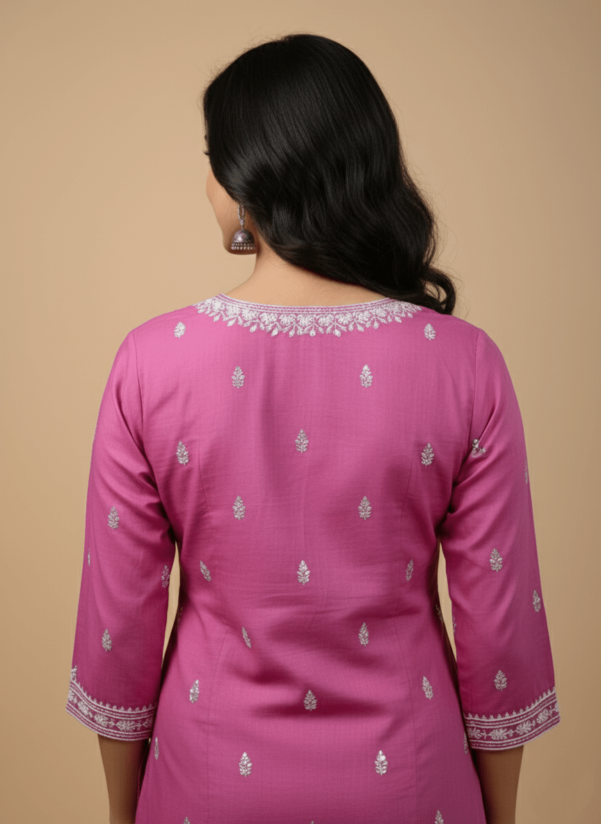Teal Embroidered Cotton Kurti for Women | Elegant Daily & Office Wear - teal kurti - Breakup Clothes