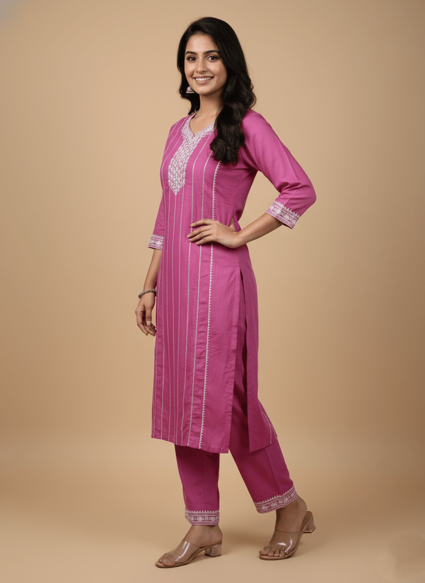 Teal Embroidered Cotton Kurti for Women | Elegant Daily & Office Wear - teal kurti - Breakup Clothes