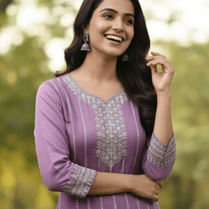 Teal Embroidered Cotton Kurti for Women | Elegant Daily & Office Wear - teal kurti - Breakup Clothes