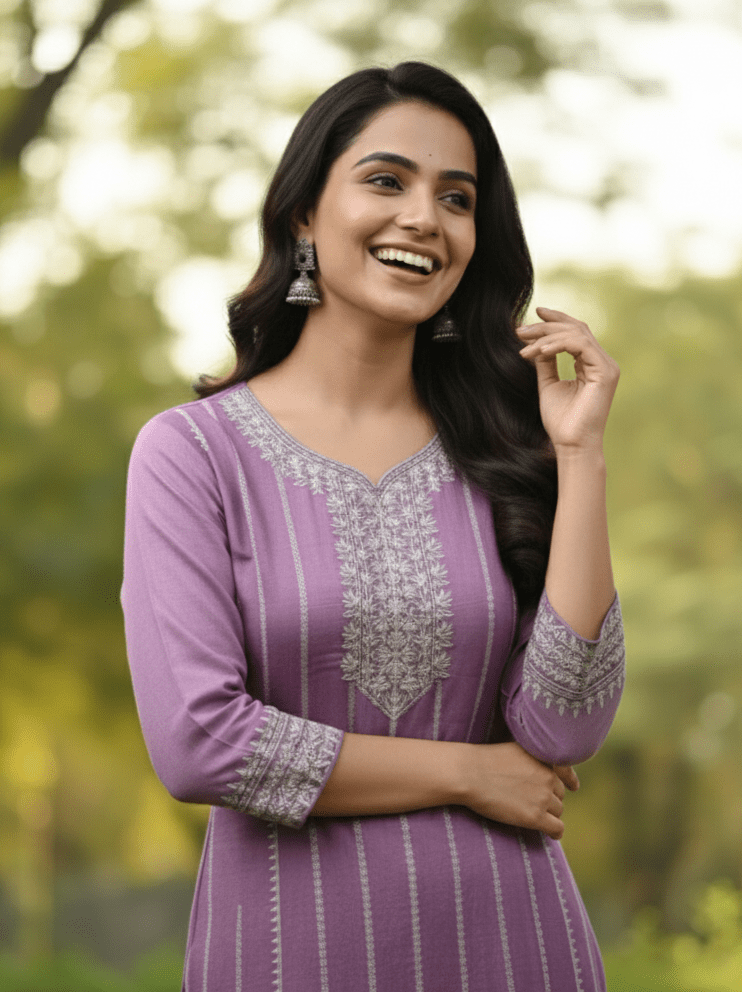 Teal Embroidered Cotton Kurti for Women | Elegant Daily & Office Wear - teal kurti - Breakup Clothes