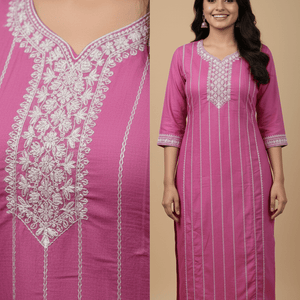 Teal Embroidered Cotton Kurti for Women | Elegant Daily & Office Wear - teal kurti - Breakup Clothes