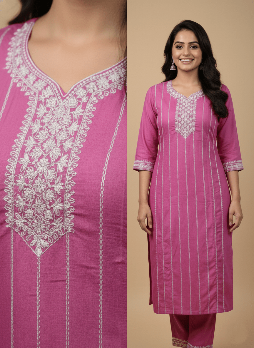 Teal Embroidered Cotton Kurti for Women | Elegant Daily & Office Wear - teal kurti - Breakup Clothes