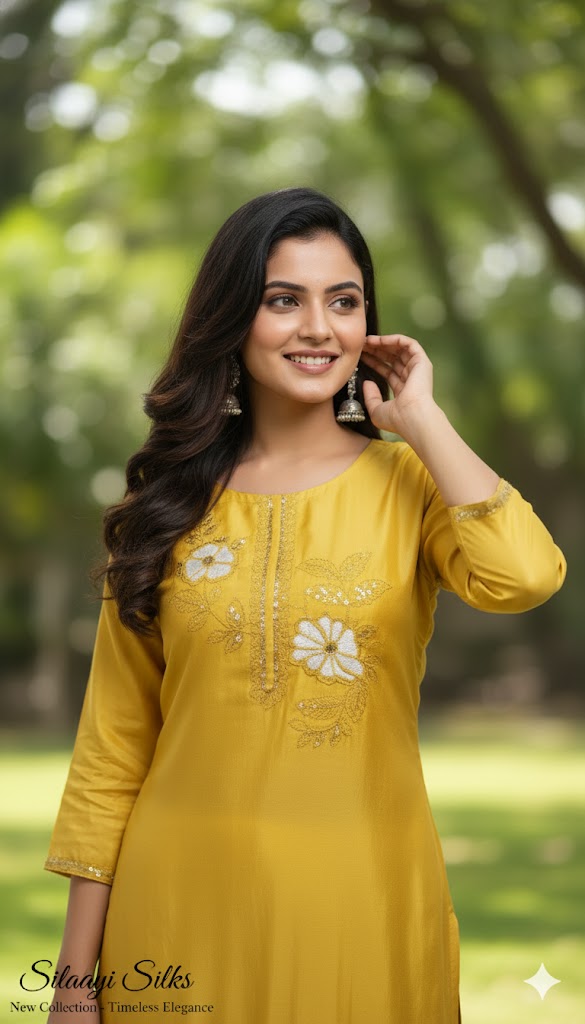 Mustard Floral Printed Cotton Kurti for Women | Stylish Daily Wear Long Straight Kurta