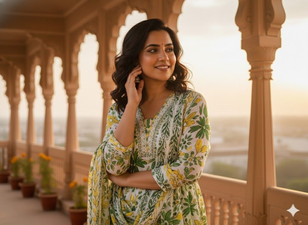 Pink Floral Printed Kurti Pant Dupatta Set for Women | Elegant Cotton Daily & Festive Ethnic Wear