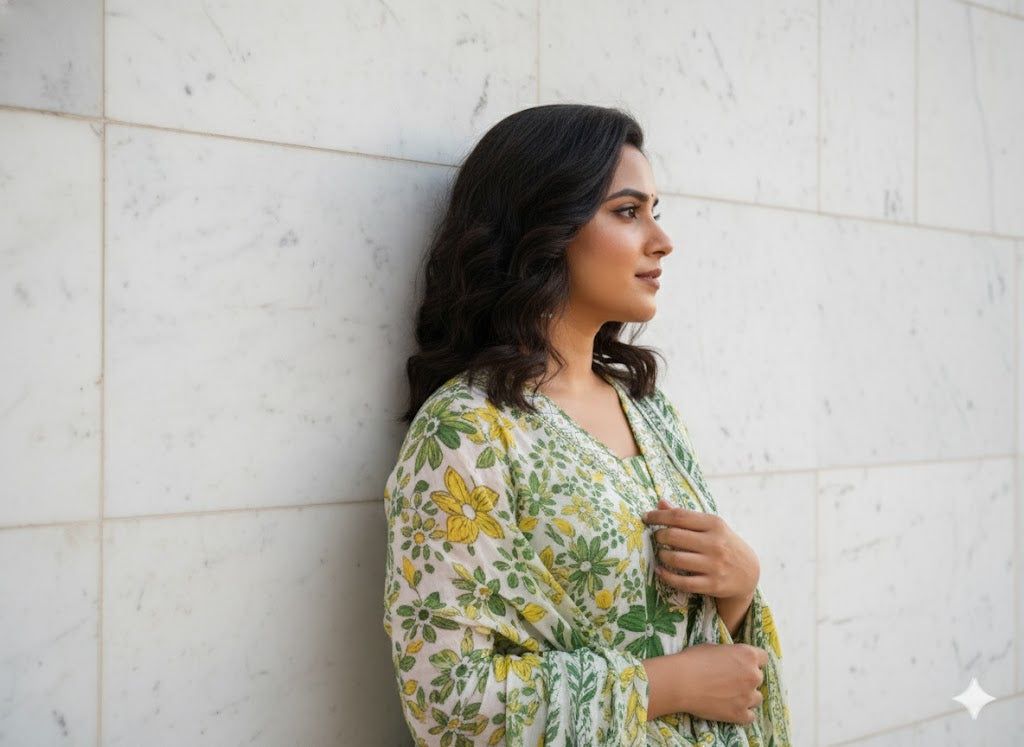 Pink Floral Printed Kurti Pant Dupatta Set for Women | Elegant Cotton Daily & Festive Ethnic Wear