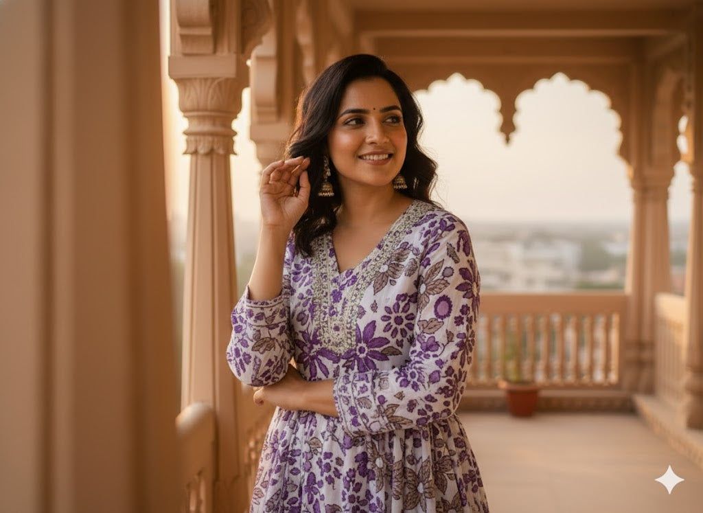 Pink Floral Printed Kurti Pant Dupatta Set for Women | Elegant Cotton Daily & Festive Ethnic Wear