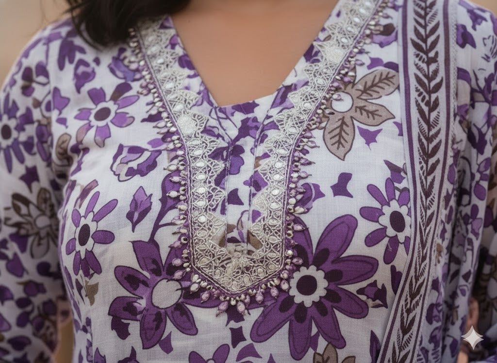 Pink Floral Printed Kurti Pant Dupatta Set for Women | Elegant Cotton Daily & Festive Ethnic Wear